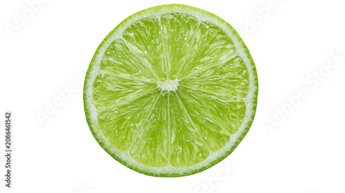 Tableau sur toile Fresh lime slice with vibrant green pulp and white rind