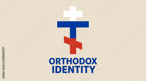Foto Cross and Russia Flag Fusion Vector Illustration of Orthodox Identity