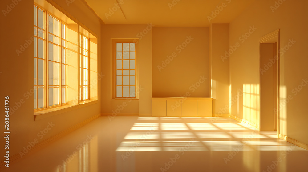Fototapeta premium Sunlit minimalist interior
