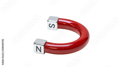 Quadro su tela Red horseshoe magnet with N and S poles