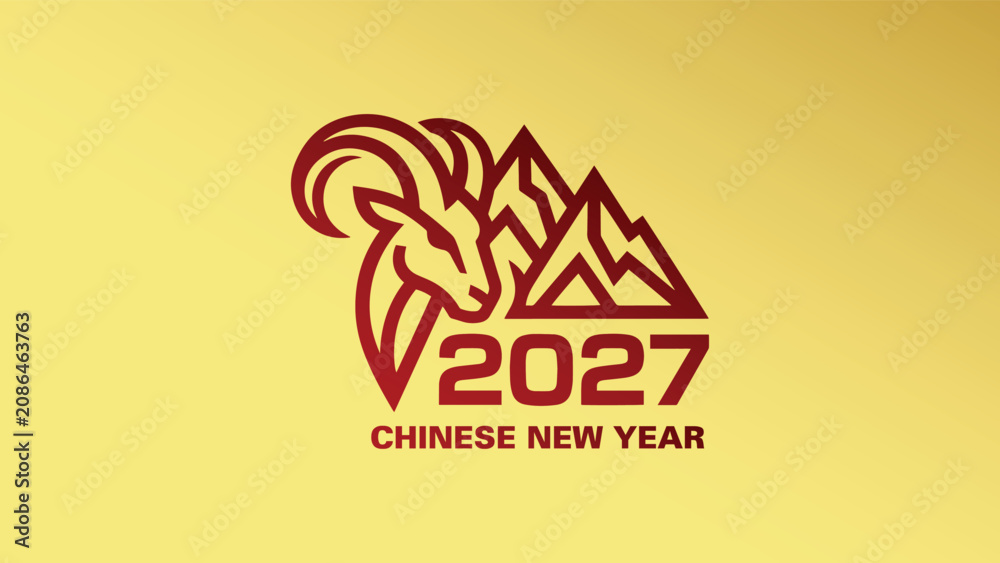 Fototapeta premium year of the goat zodiac 2027 happy chinese new year lunar china modern logo vector design 18