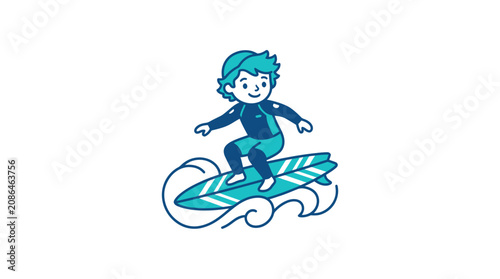 Photography Teal haired boy surfing on wave.