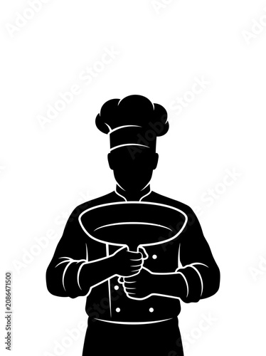 Chef Silhouette Holding Frying Pan Vector Illustration