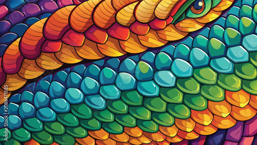 Foto Close-up of a vibrantly colored snake with iridescent scales animal print animal