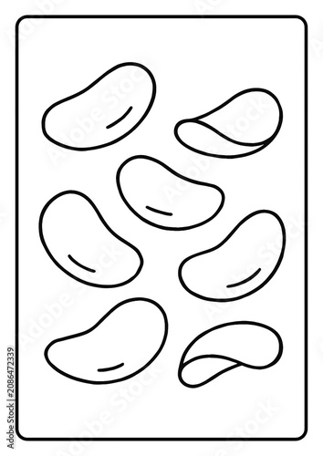 Cute potato chips bag coloring page with bold outlines for children's coloring books.