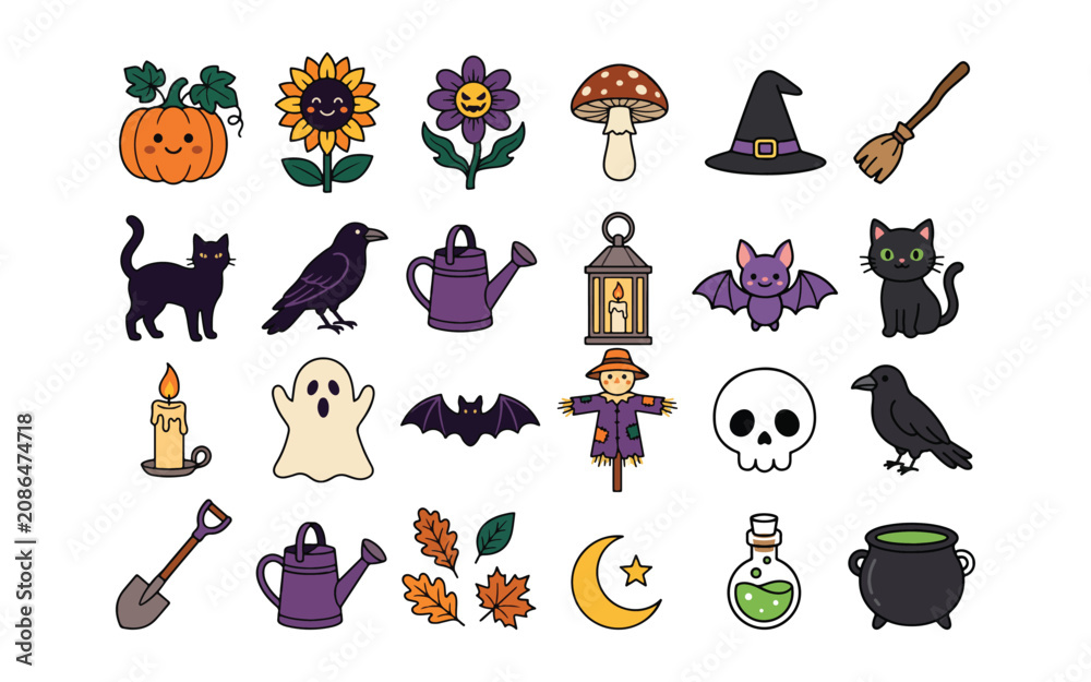 Obraz premium Halloween icons isolated on transparent background