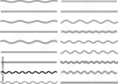 Canvastavla Swaying Black Nautical Rope Border Element Set
