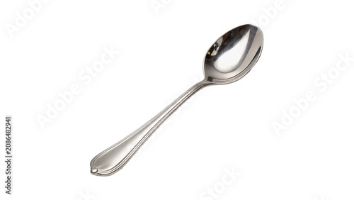 Tableau sur toile Elegant classic metallic silver spoon cutlery utensil isolated on a transparent
