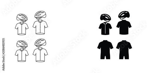 Line Art Family Members and Clothing Icons Vector Illustration Set
