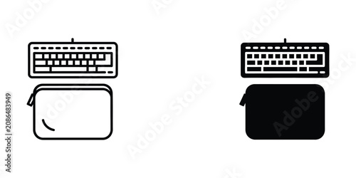 Hand Holding Smartphone with Wireless Keyboard Illustration Line Art Vector