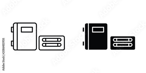 Set of Minimalist Office Devices Line Art Icons with USB Ports and Screens