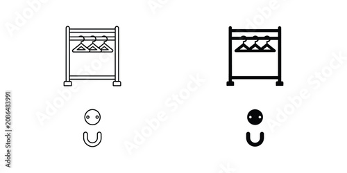 Simple House and Car Icons Line Art Vector Illustration Set