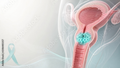 Cervical Cancer Awareness Illustration with Female Reproductive System