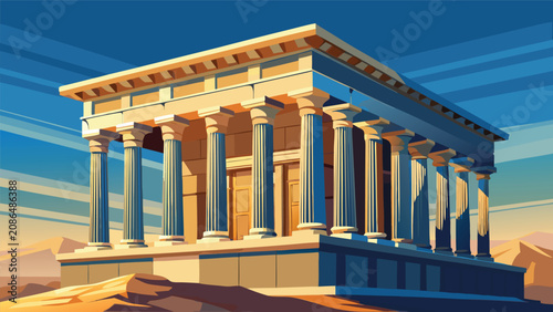 Photos Ancient greek temple architectural landmark under clear blue sky with stone work