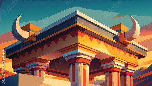 Foto Ancient greek temple architecture with horned pediment detail architecture pedim