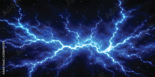 Fotografie Blue Lightning Storm Energy Background