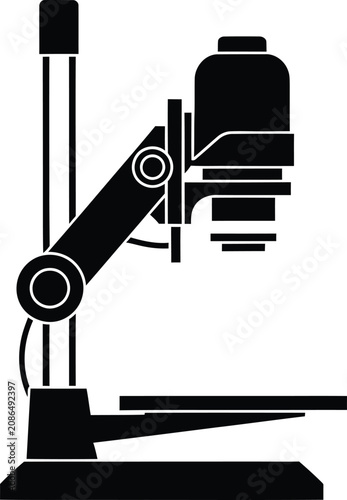 Black Silhouette Illustration of a Vintage Photographic Darkroom Film Enlarger