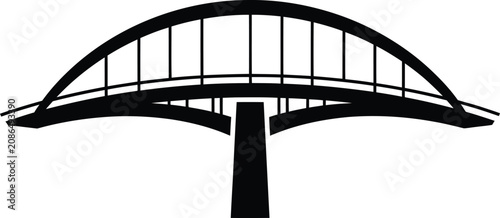 Photos Black silhouette vector illustration of a modern arched pedestrian bridge