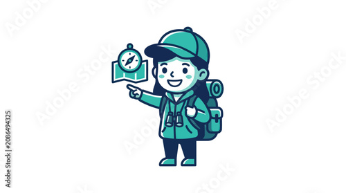 Valokuva Smiling cartoon delivery man with map.