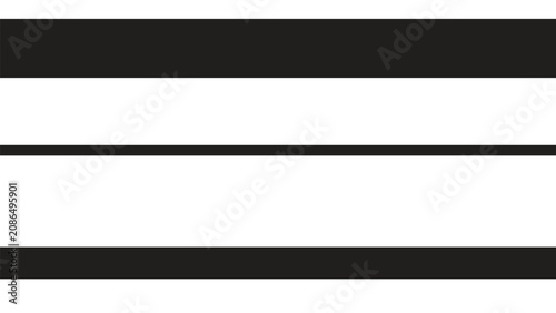 Obraz na plátně Three parallel horizontal black lines of different thickness for border graphic elements