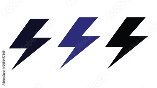 Lightning bolt icon simple black graphic shape on light