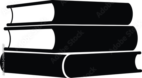 Simple black silhouette icon of a stack of three books