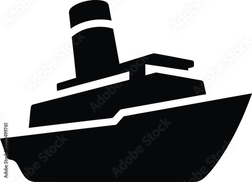 Bilde på lerret Simple black silhouette icon of a vintage steam ship vessel