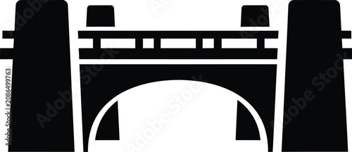 Simple black silhouette illustration of a classic stone arch bridge