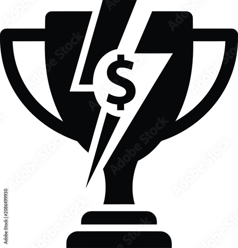 Trophy icon with a dollar sign and lightning bolt symbol