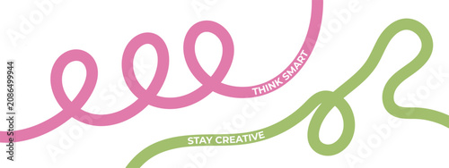 Pink and green ribbon pathways with motivational text for creative business concepts Vector Illustration