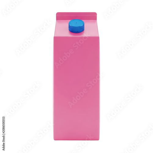 A single blank pink milk carton with a blue plastic screw cap