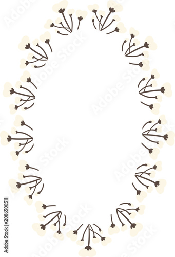 Cotton branch frame. Simple plant Thanksgiving template. Frame with empty space for your text
