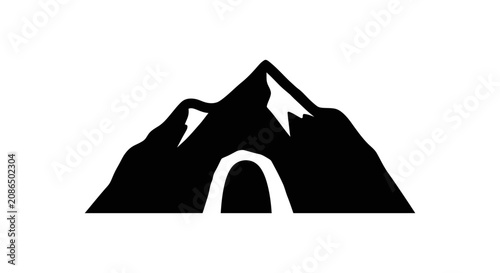 Fotografía Mountain tunnel icon illustrates a passage carved through a large rocky geological formation