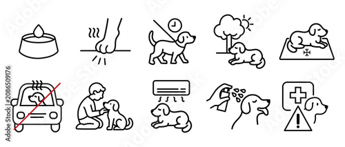 Foto Set de pictogrammes minimalistes sur les bons gestes et interdictions pour proté