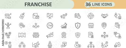 Fotografía Set of 36 franchise business line icons with franchise, business