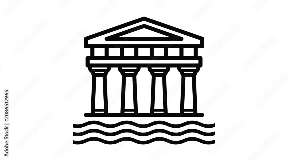 Fototapeta premium Building icon vector architecture structure facade water