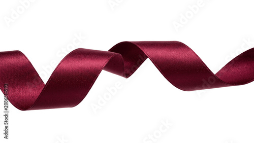 Burgundy satin ribbon isolated PNG on transparent background
