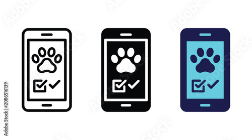 Pet care mobile app icon with paw print checklist design