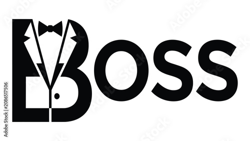 Canvastavla Boss text logo incorporates a tuxedo jacket and bowtie design into the letter B character