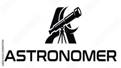 Tableau sur toile Astronomer logo design features a telescope integrated into the letter A to represent scientific exploration