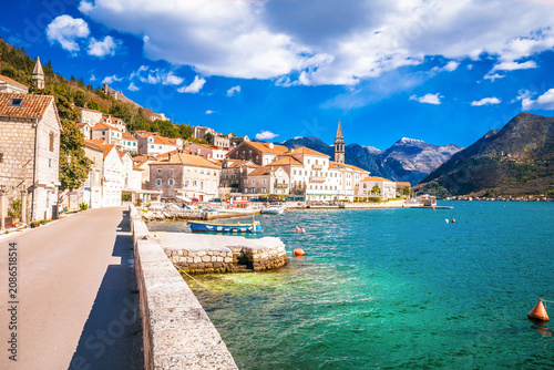 Kotor Bay. Scenic town of Perast in Boka Kotorska bay view