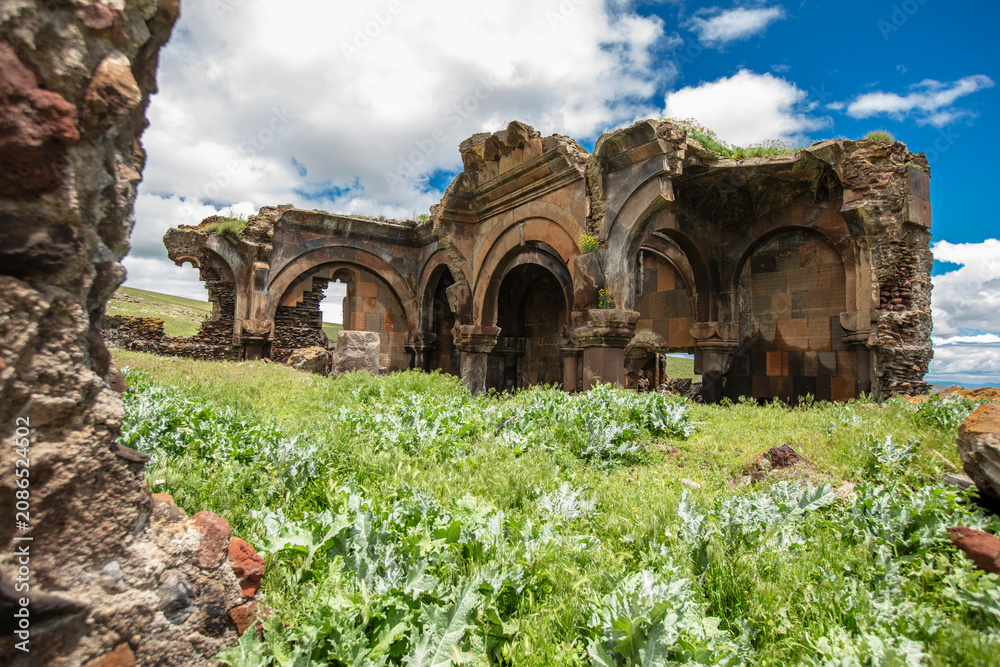 Obraz premium Bagnayr Monastery (Kozluca Monastery) Historic Ruins in Kozluca Village, Kagizman District, Kars Province Turkey Eastern Anatolia