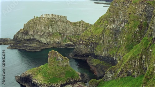Rugged Northern Ireland coastline near the Giant's Causeway featuring high cliffs