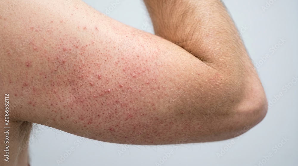 Fototapeta premium Close up of male arm with keratosis pilaris skin condition chicken skin