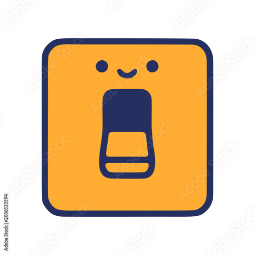 Surprised face icon open mouth square shape