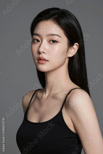 AI generated beautiful asian woman beauty portrait for skincare cosmetics