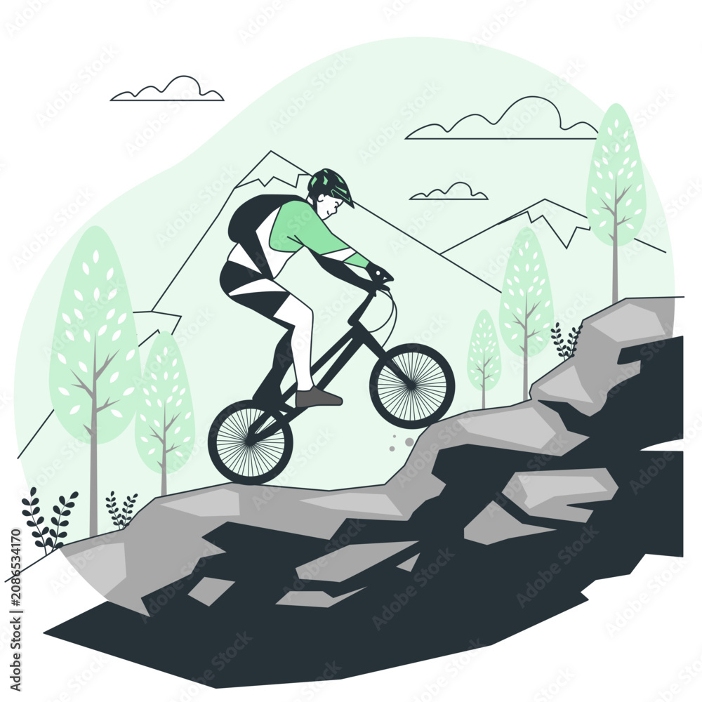 Obraz premium Extreme Mountain Biking Challenge Illustration