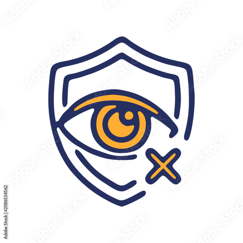 Eye and shield symbol for security and privacy protection