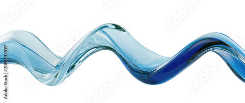 Abstract blue water wave flowing in a dynamic liquid motion shape isolated on transparent background