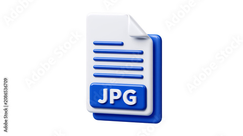 JPG file icon featuring a glossy blue and white 3D document design on transparent background